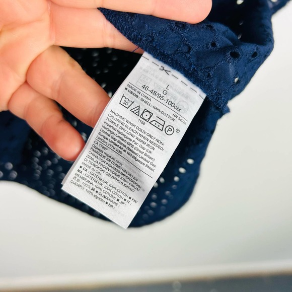 NEW Banana Republic Navy Blue Eyelet Dillon Cotton Shirt Size Large - Picture 4 of 5